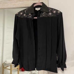 Vintage, 100% Silk, Leather and Snake Skin Blouse